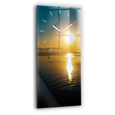 Modern vertical wall clock Sunrise landscape