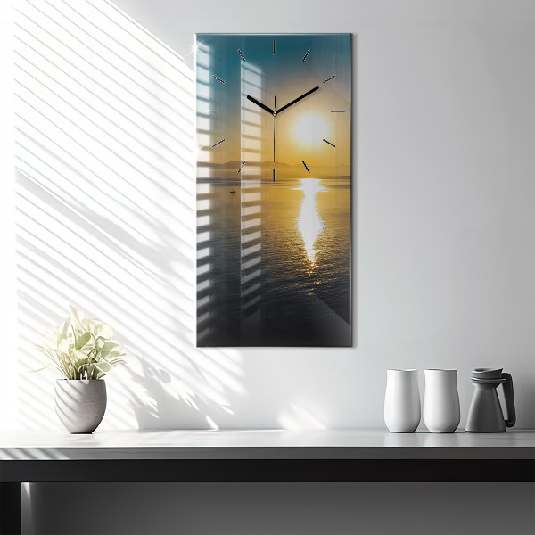 Modern vertical wall clock Sunrise landscape