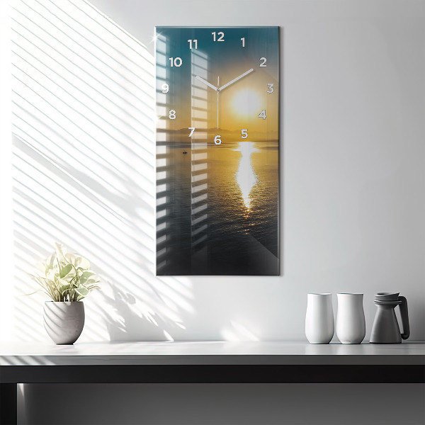 Modern vertical wall clock Sunrise landscape