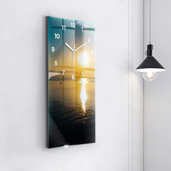 Modern vertical wall clock Sunrise landscape
