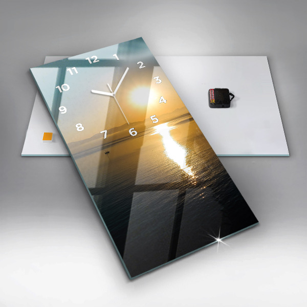 Modern vertical wall clock Sunrise landscape