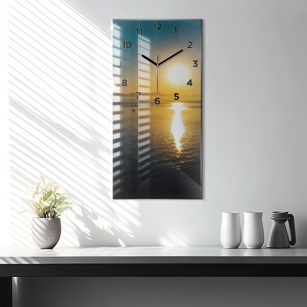 Modern vertical wall clock Sunrise landscape