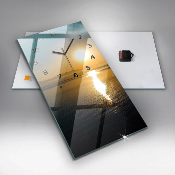Modern vertical wall clock Sunrise landscape