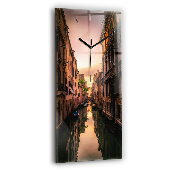 Modern vertical wall clock View of the canal in the city