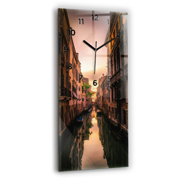 Modern vertical wall clock View of the canal in the city