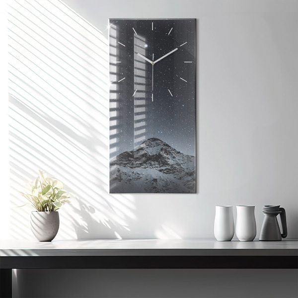 Modern vertical wall clock Mountain under the stars