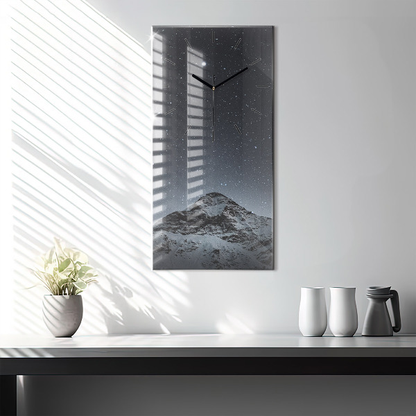 Modern vertical wall clock Mountain under the stars
