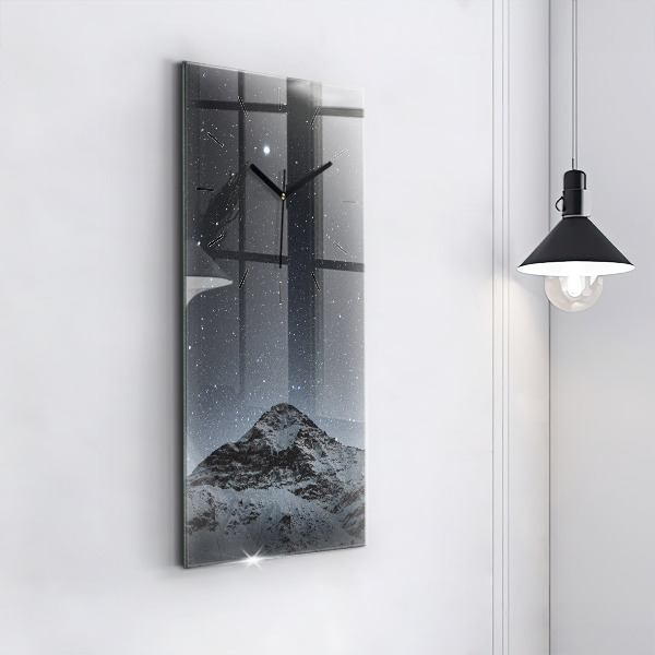 Modern vertical wall clock Mountain under the stars