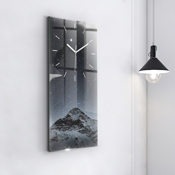 Modern vertical wall clock Mountain under the stars