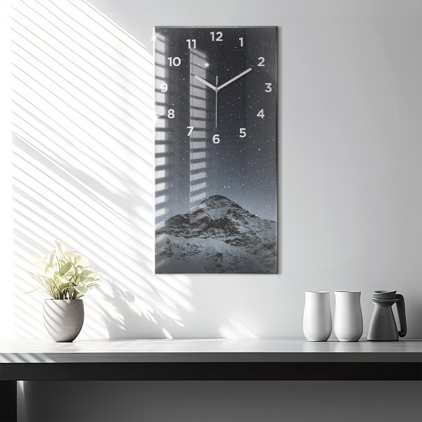 Modern vertical wall clock Mountain under the stars