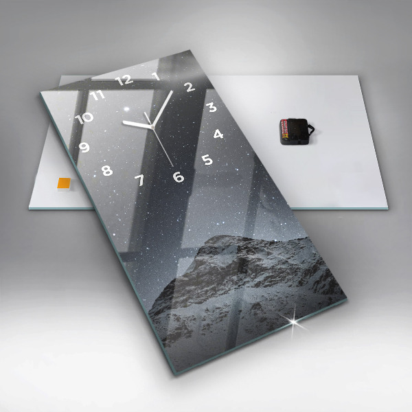 Modern vertical wall clock Mountain under the stars