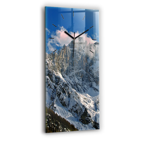 Modern vertical wall clock Mountains under blue sky
