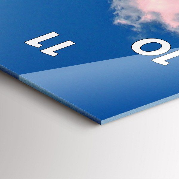 Modern vertical wall clock Mountains under blue sky