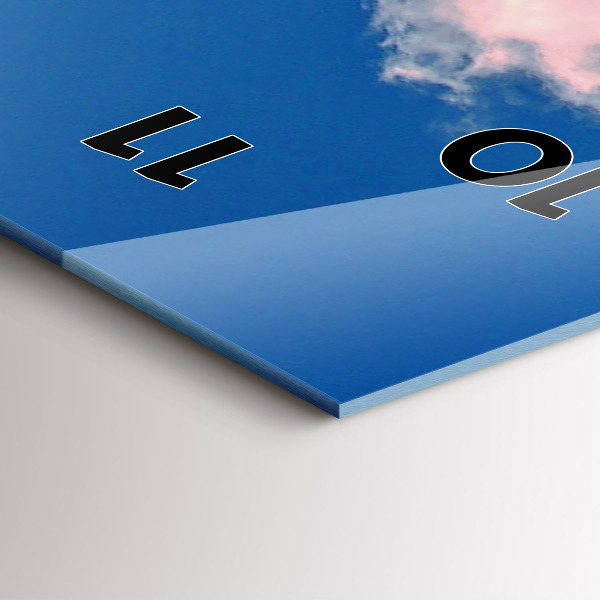 Modern vertical wall clock Mountains under blue sky