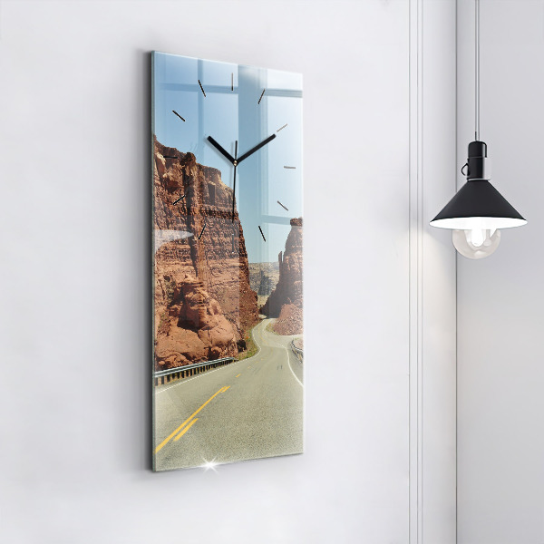 Modern vertical wall clock Route 66 in the US