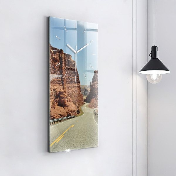 Modern vertical wall clock Route 66 in the US