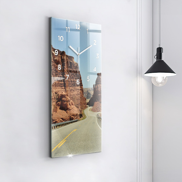 Modern vertical wall clock Route 66 in the US