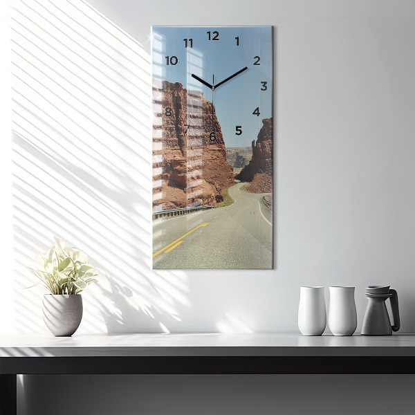 Modern vertical wall clock Route 66 in the US