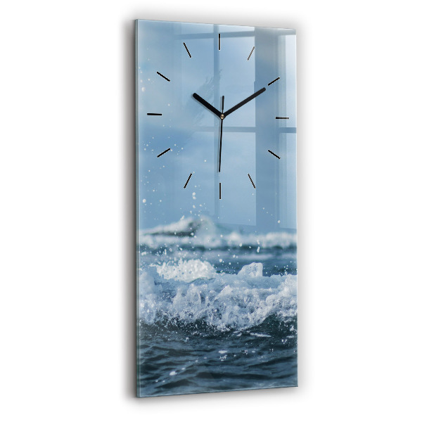Modern vertical wall clock Sea wave photography