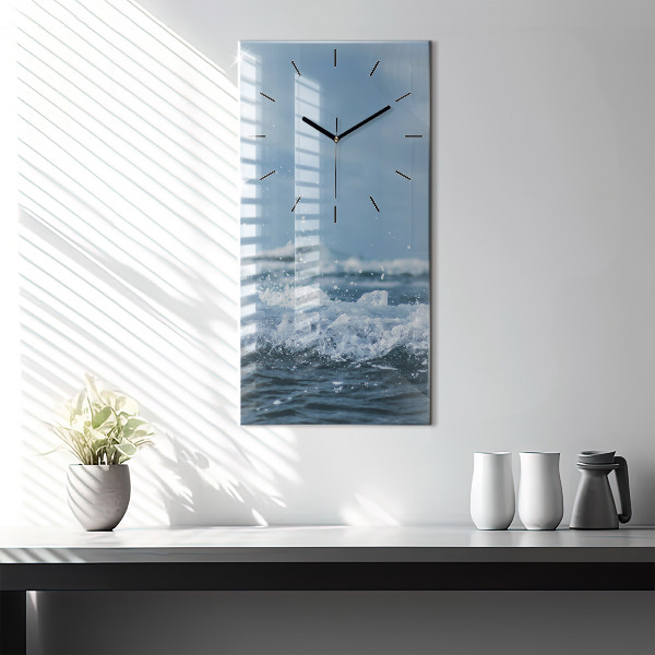 Modern vertical wall clock Sea wave photography