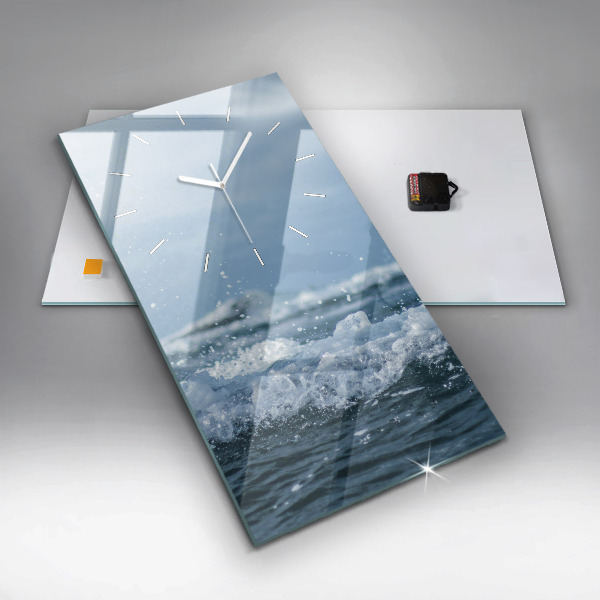 Modern vertical wall clock Sea wave photography