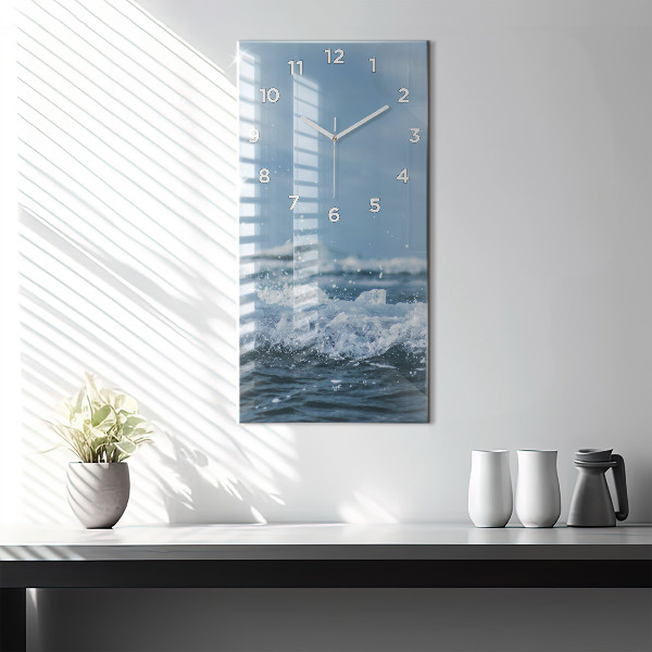 Modern vertical wall clock Sea wave photography
