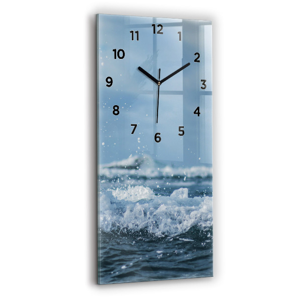 Modern vertical wall clock Sea wave photography