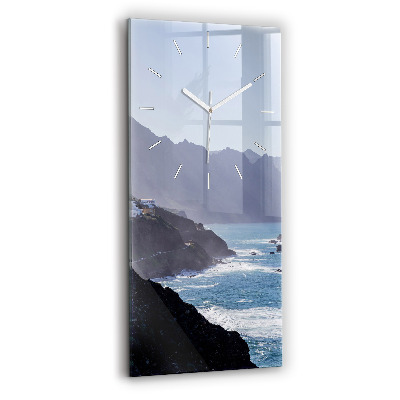 Modern vertical wall clock Mountains by the ocean