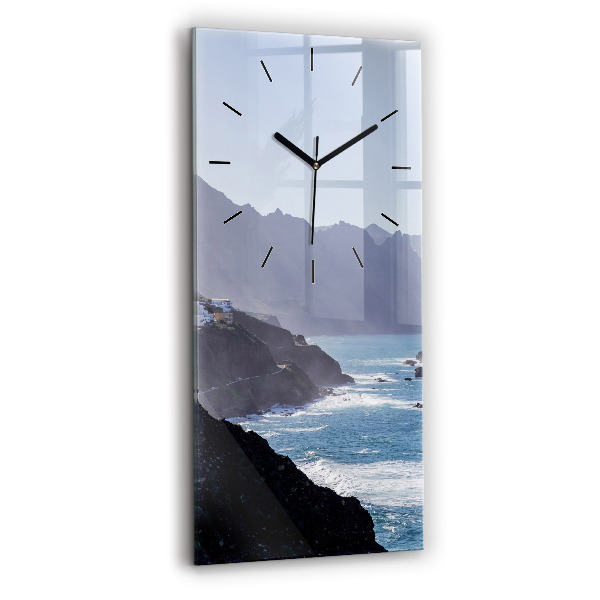 Modern vertical wall clock Mountains by the ocean