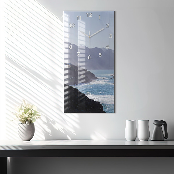 Modern vertical wall clock Mountains by the ocean