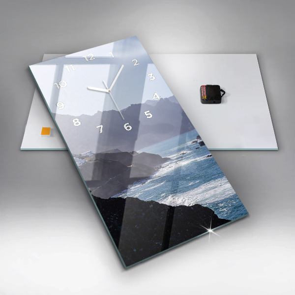 Modern vertical wall clock Mountains by the ocean