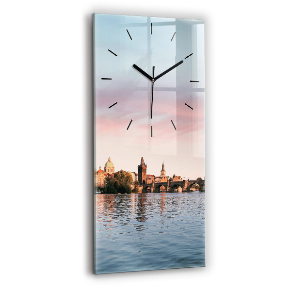 Modern vertical wall clock Charles Bridge in Prague