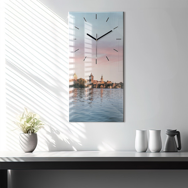 Modern vertical wall clock Charles Bridge in Prague