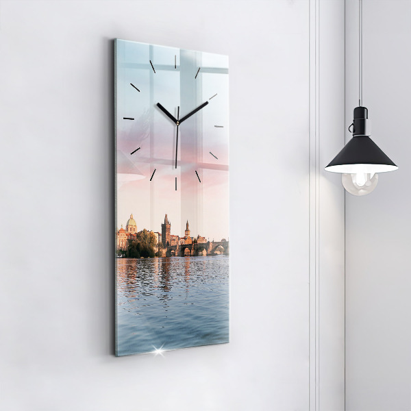 Modern vertical wall clock Charles Bridge in Prague