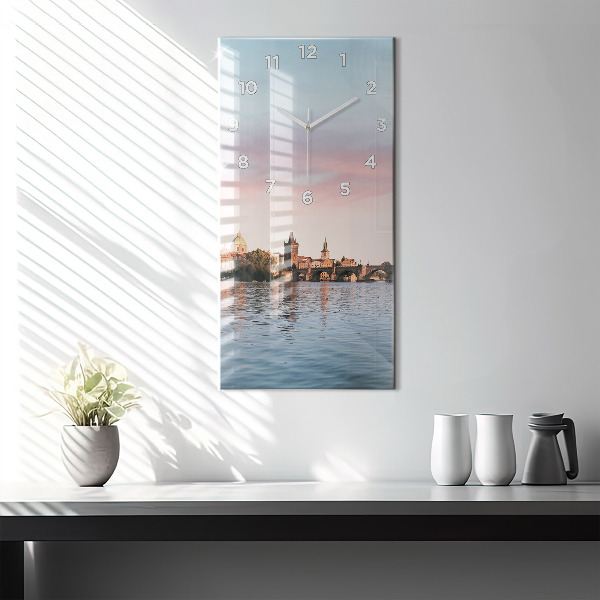 Modern vertical wall clock Charles Bridge in Prague