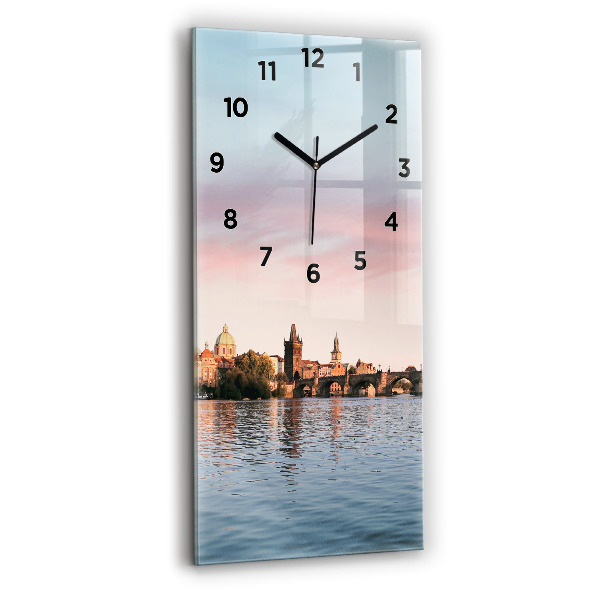 Modern vertical wall clock Charles Bridge in Prague