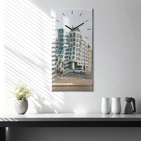 Modern vertical wall clock Dancing House Prague