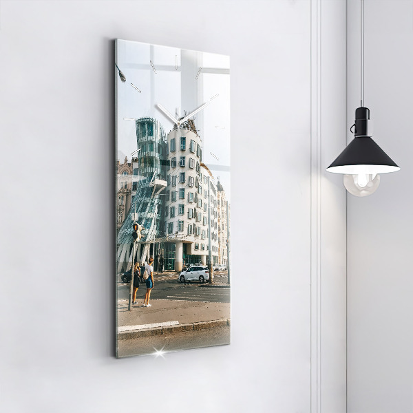 Modern vertical wall clock Dancing House Prague