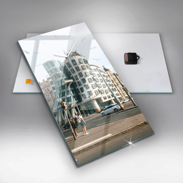 Modern vertical wall clock Dancing House Prague