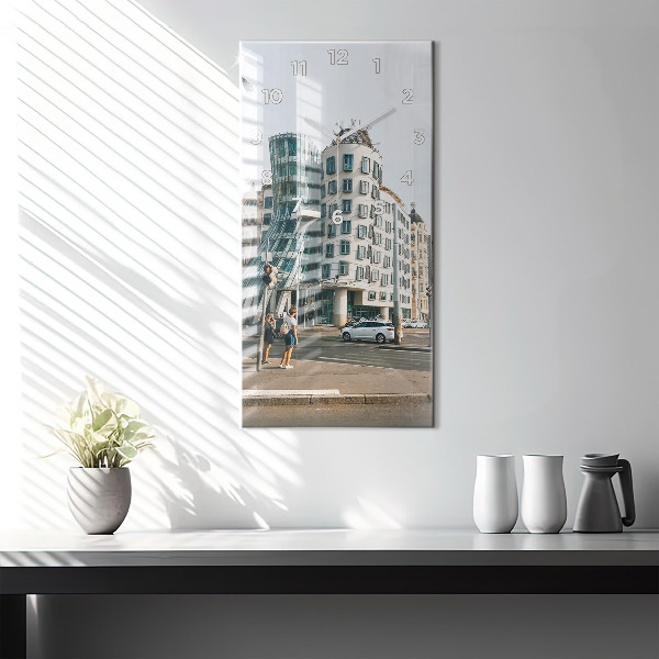 Modern vertical wall clock Dancing House Prague