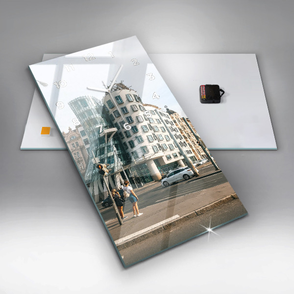 Modern vertical wall clock Dancing House Prague