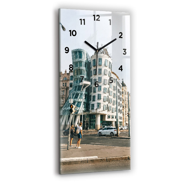 Modern vertical wall clock Dancing House Prague