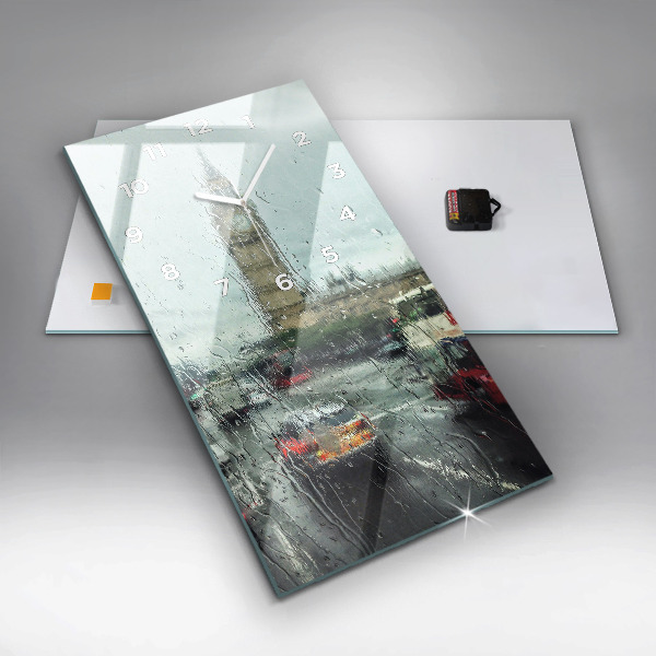 Modern vertical wall clock Rainy London