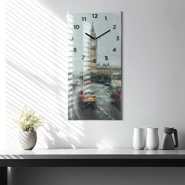 Modern vertical wall clock Rainy London