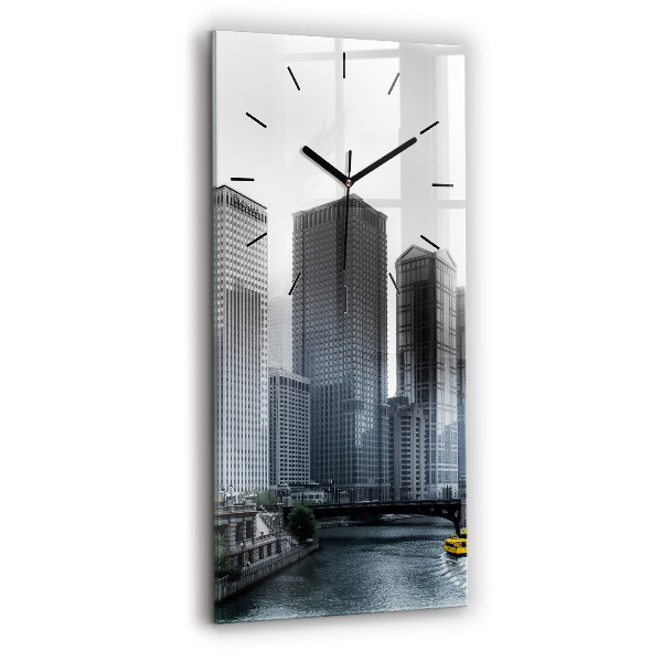 Modern vertical wall clock City panorama