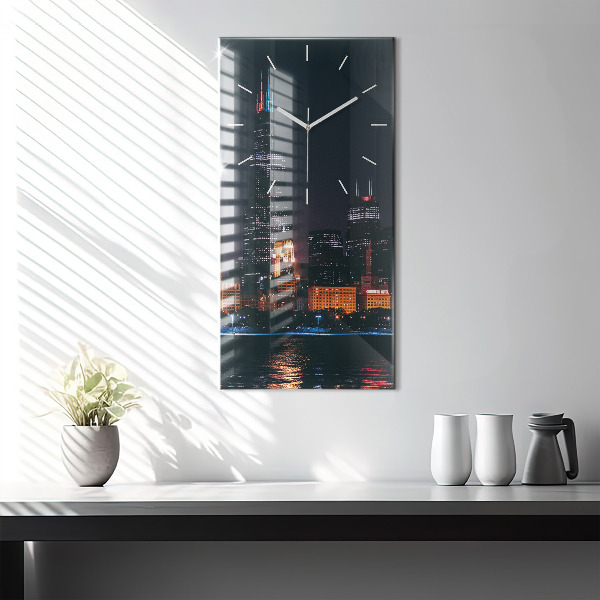 Modern vertical wall clock Chicago Cityscape