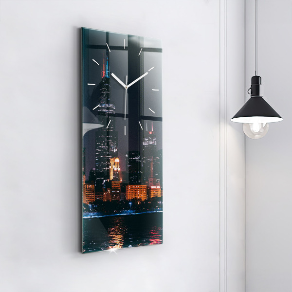 Modern vertical wall clock Chicago Cityscape