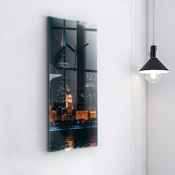 Modern vertical wall clock Chicago Cityscape