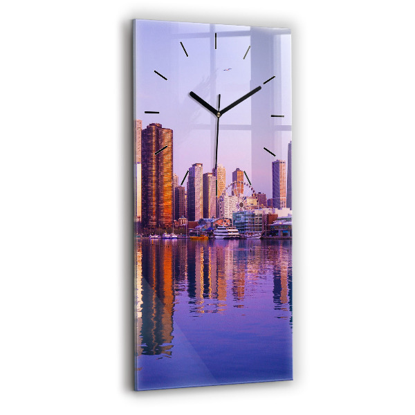 Modern vertical wall clock View of the skyscrapers of the USA