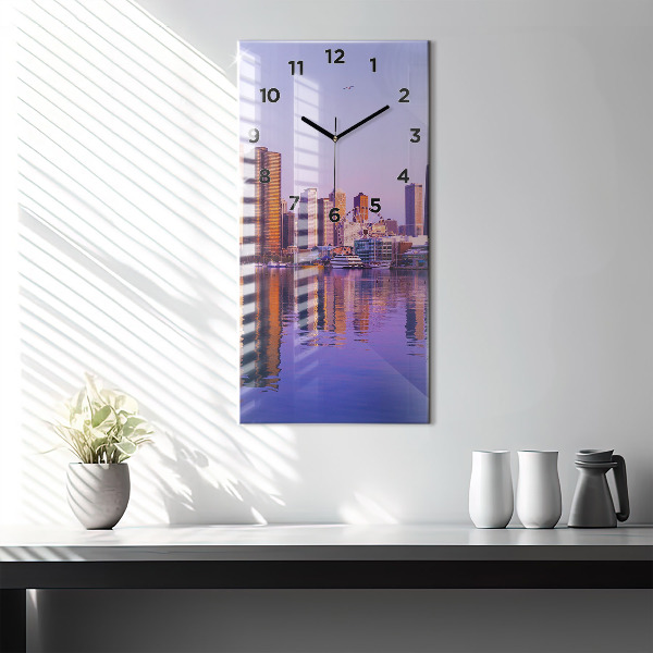 Modern vertical wall clock View of the skyscrapers of the USA